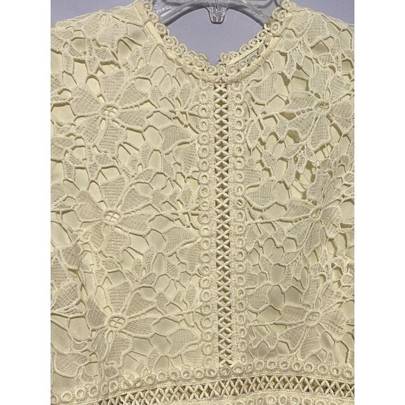 Jodifl Cream Eyelet Lace Overlay Pencil Dress Delicate Floral Lace Women's Small - Picture 6 of 13
